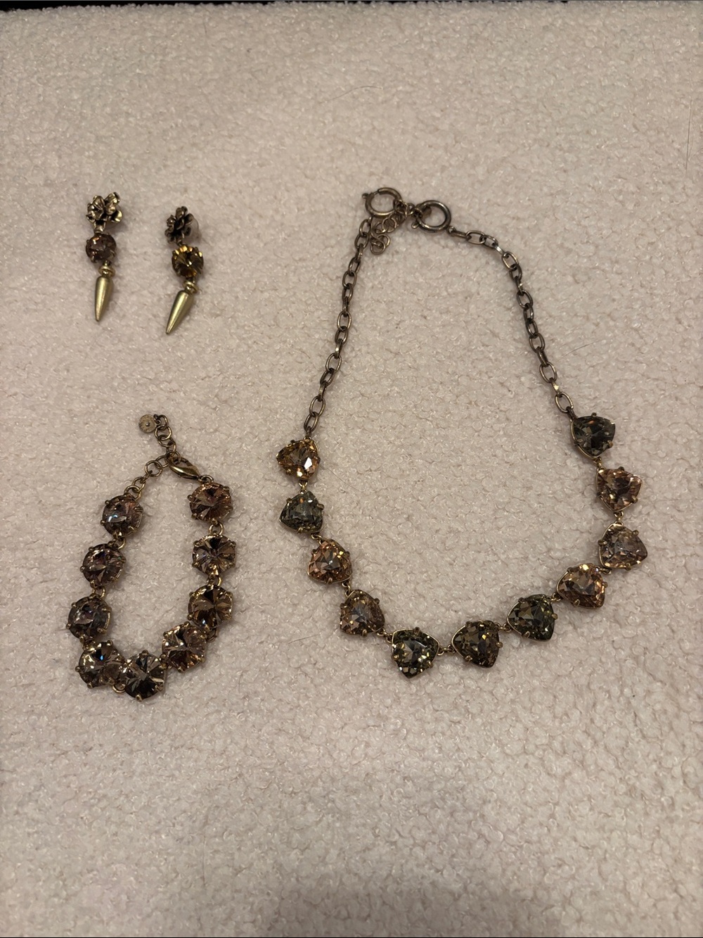 Stella & Dot Somerville Gold-Tone Crystal Necklace, Bracelet & Earring Set